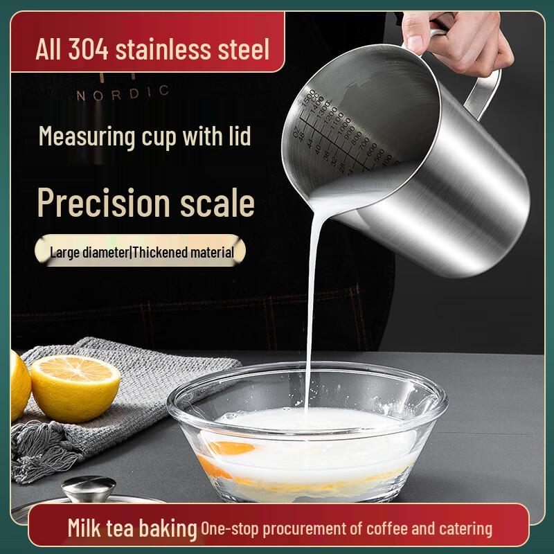 Ru Han 304 Stainless Steel Measuring Cup with Scale and Lid