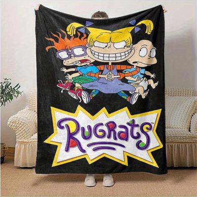 1pc Rugrats Home Decor: Cozy Flannel Blanket, Perfect Gift for Bedroom, Living Room, Travel, Camping, Car, Beach, Office Naps, Ideal Sofa Throw, Outdo