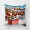 Merry Christmas Decoration Cushion Cover Angel Santa Printed Pillow Cover Holiday Farmhouse Home Decorative Pillowcase