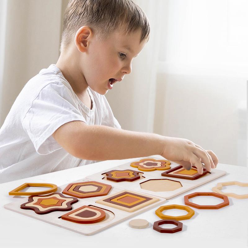 

Wooden Montessori Geometric Shape Puzzle Board for Early Education
