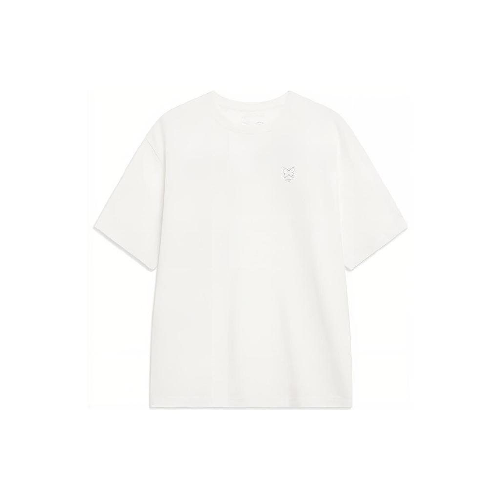 Li-Ning Letter Round Neck Pullover Short Sleeve Regular T-Shirt Men Tops White AHST205-1