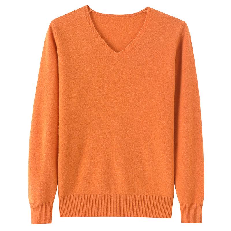 Women's Pure Wool V-Neck Pullover Sweater - Autumn/Winter Loose Casual Knit