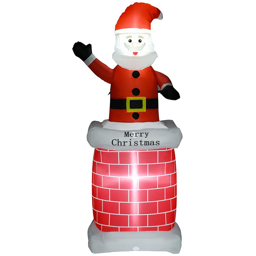 Inflatable Santa Claus with chimney, LED lighting, integrated blower, 80 x 70 x 210 cm