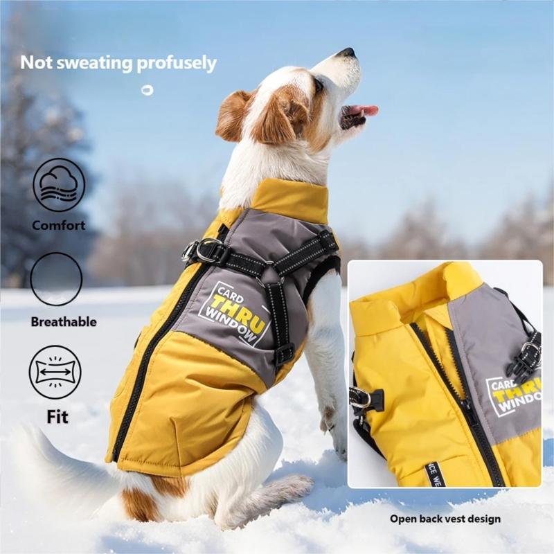 Cold Weather Protections Dog Coat for Large Dog Windproof Comfortable Winter Warm Jackets for Breeds Outdoor Activity