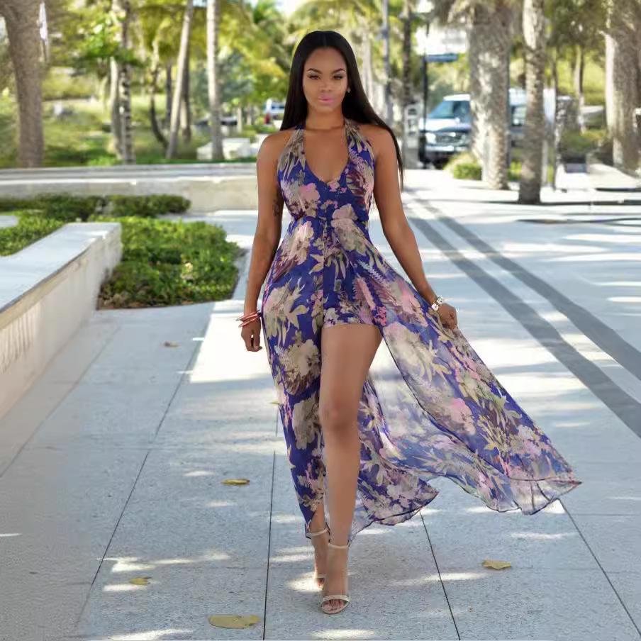Neues trendiges europäisches & amerikanisches sexy bedrucktes Sommerkleid
