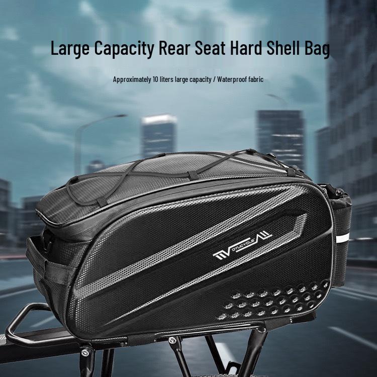 Hard Shell Bicycle Rear Seat Storage Bag - Mountain Bike Tail Bag & Rear Rack Pannier