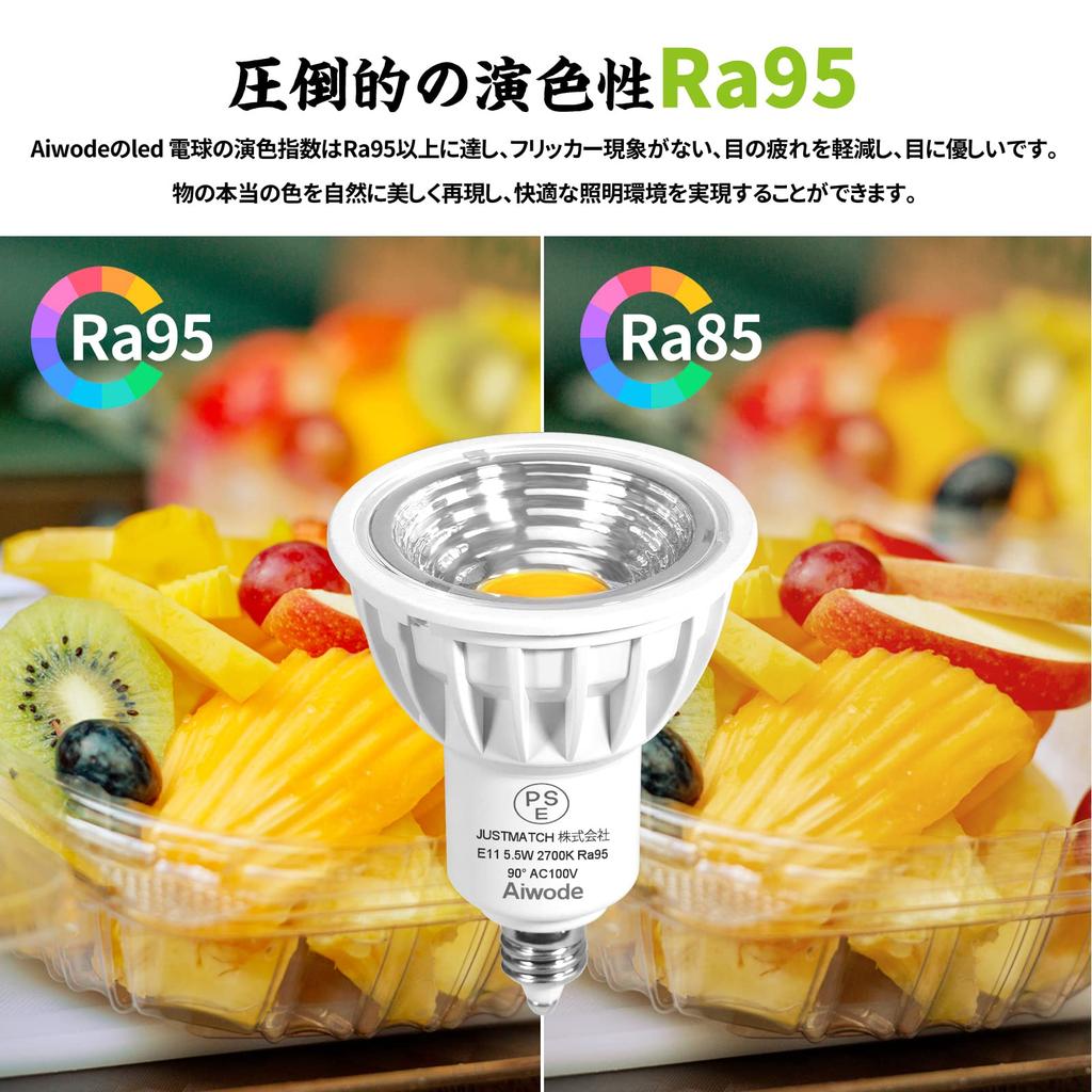 Aiwode E11 LED Bulb, 5.5W, 2700K Warm White, Equivalent To 50-60W Bulbs, LED Spotlight, CRI95, 550lm Brightness, Non-Dimmable, Wide 90° Angle, 100V