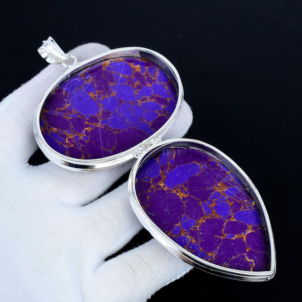 Purple Copper Turquoise Pendant, 925 Sterling Silver Handmade Jewelry, Turquoise Silver Pendant, Party Wear Jewelry For Women's, Pendant Gift For Mom