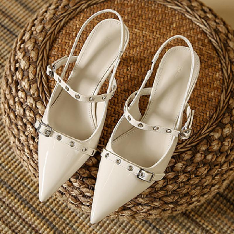 Fashion Fashion Narrow Band Buckle Slide Sandal Women Pointed Toe Back Strap Women Sandal Sexy Comfort Patent Leather Banquet Dress Shoe