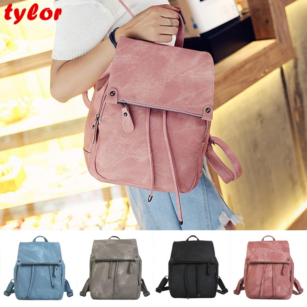 Women Soft Leather Casual Small Packet Preppy Style Rucksacks Backpacks ...