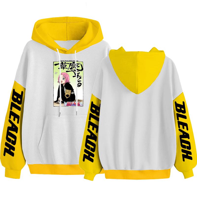 

Bleach Yachiru Kusajishi, популярные толстовки с капюшоном в стиле аниме, осенне-зимние теплые удобные толстовки большого размера с кавайным принтом для мужчин и женщин 4XL жёлтый
