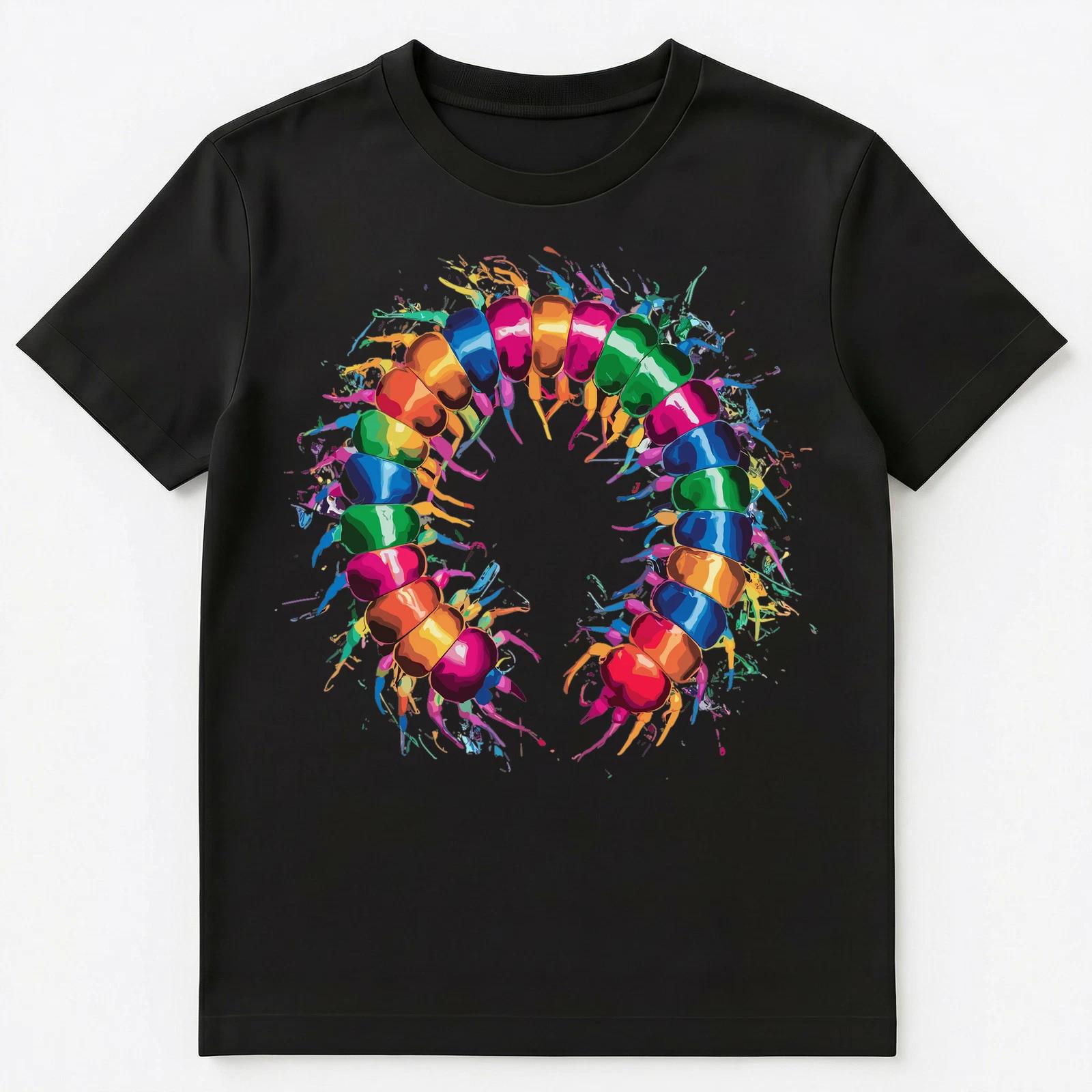 

Colorful Paint Splash Centipede Art Graphic Unisex T-Shirt L