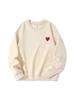 2026 Heavyweight Cotton Embroidered Heart Sweatshirt: Round Neck, Long Sleeve, Unisex Spring/Autumn Style