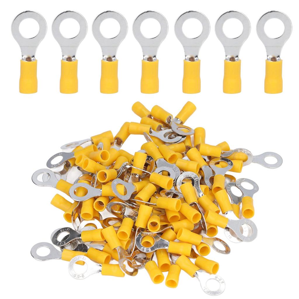 100Pcs Insulated Ring Terminals Electrical Wire Crimp Connectors Copper AWG1210 RV5.58