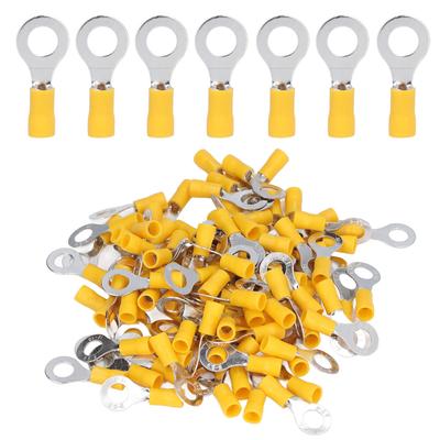 100Pcs Insulated Ring Terminals Electrical Wire Crimp Connectors Copper AWG12-10 RV5.5-8