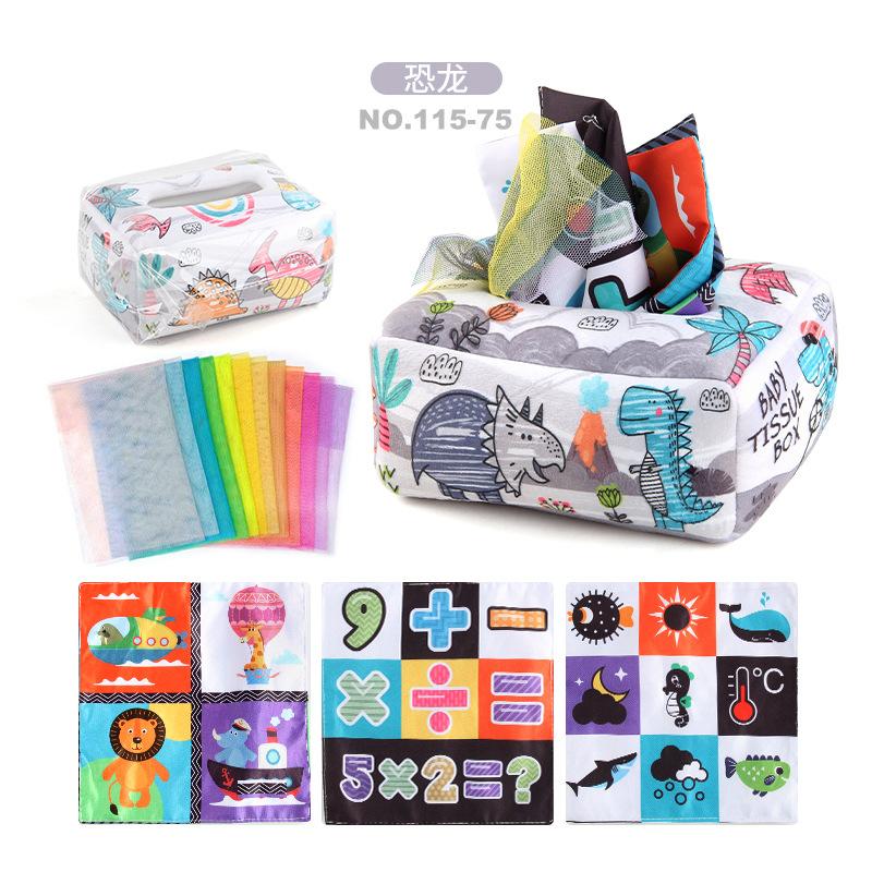 

0-3 Years Old Baby Early Education Cloth Book Tissue Box Toy Animal Numbers Can T Be Torn Square Scarf Silk Scarf Pumping Carton