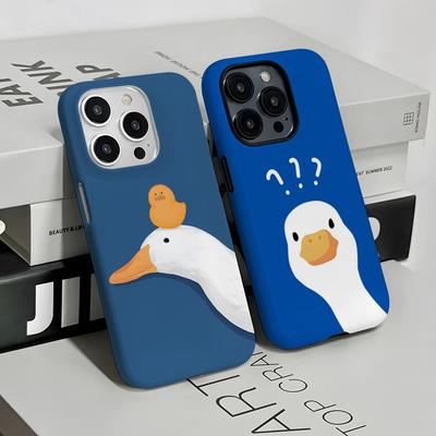 Funda de Teléfono de Pato Duda de Dibujos Animados Para IPhone 16 15 14 13 12 11 Pro Max Plus Samsung S24 S23 Ultra Cubierta Dura de PC HD Brillante