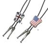 Vintage Western Cowboy Bolo Tie Flag Pendant Necktie Punk Necklace Costume Accessory American Bola Tie Western