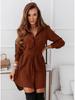 2022 Autumn/Winter Slimming Belted Long Sleeve Collared Dress