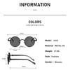 Fashion Design Metal Round Frame SunglassesTrendy Punk Wood Grain Legs Eyeglasses Men UV400 Fishing Cycling Driving Sun Glasses