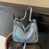 Simple Solid Color Large Capacity Women Casual Single Shoulder Denim Bag For Women