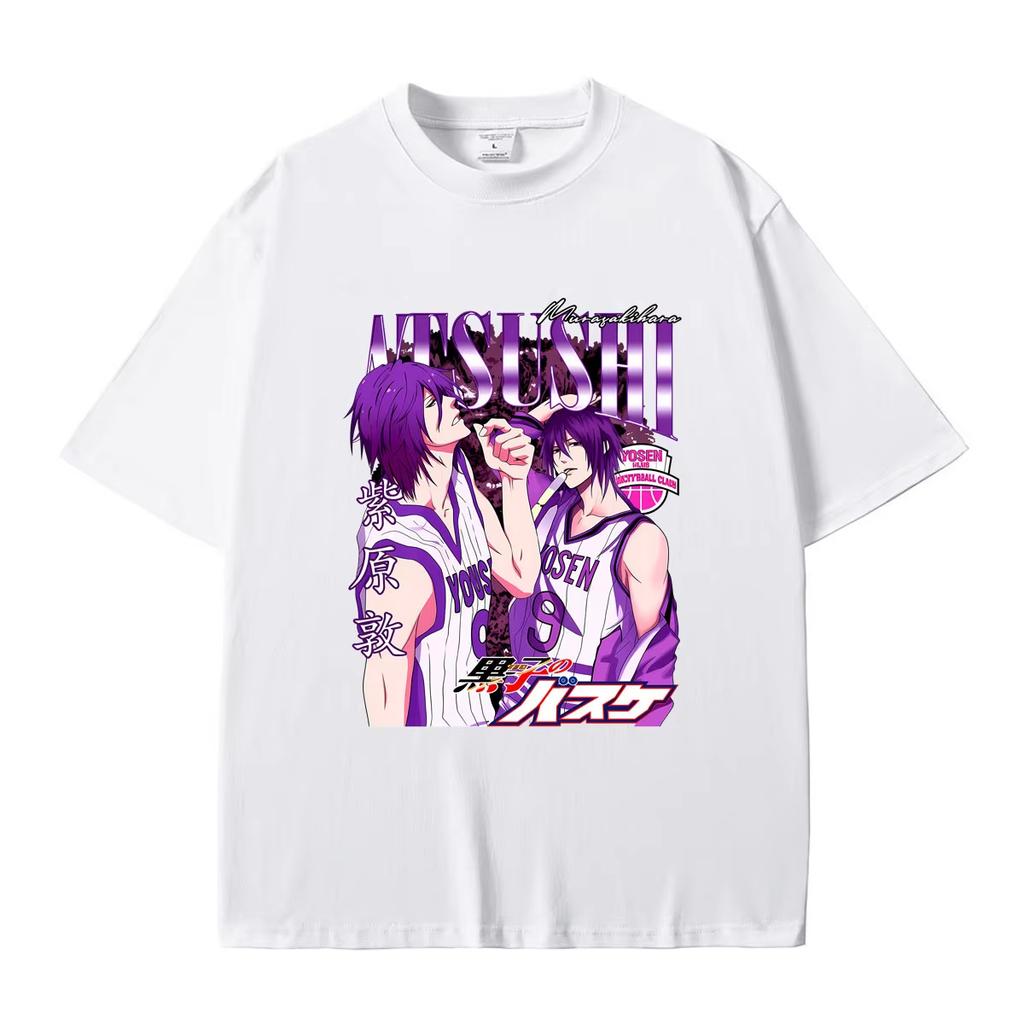Hot‑Sale Anime Kuroko's Basketball Murasakibara Atsushi Graphic Print Unisex Comic‑Style Casual Men's Loose‑Fit Short‑Sleeve Short‑Sleeve T-shirt