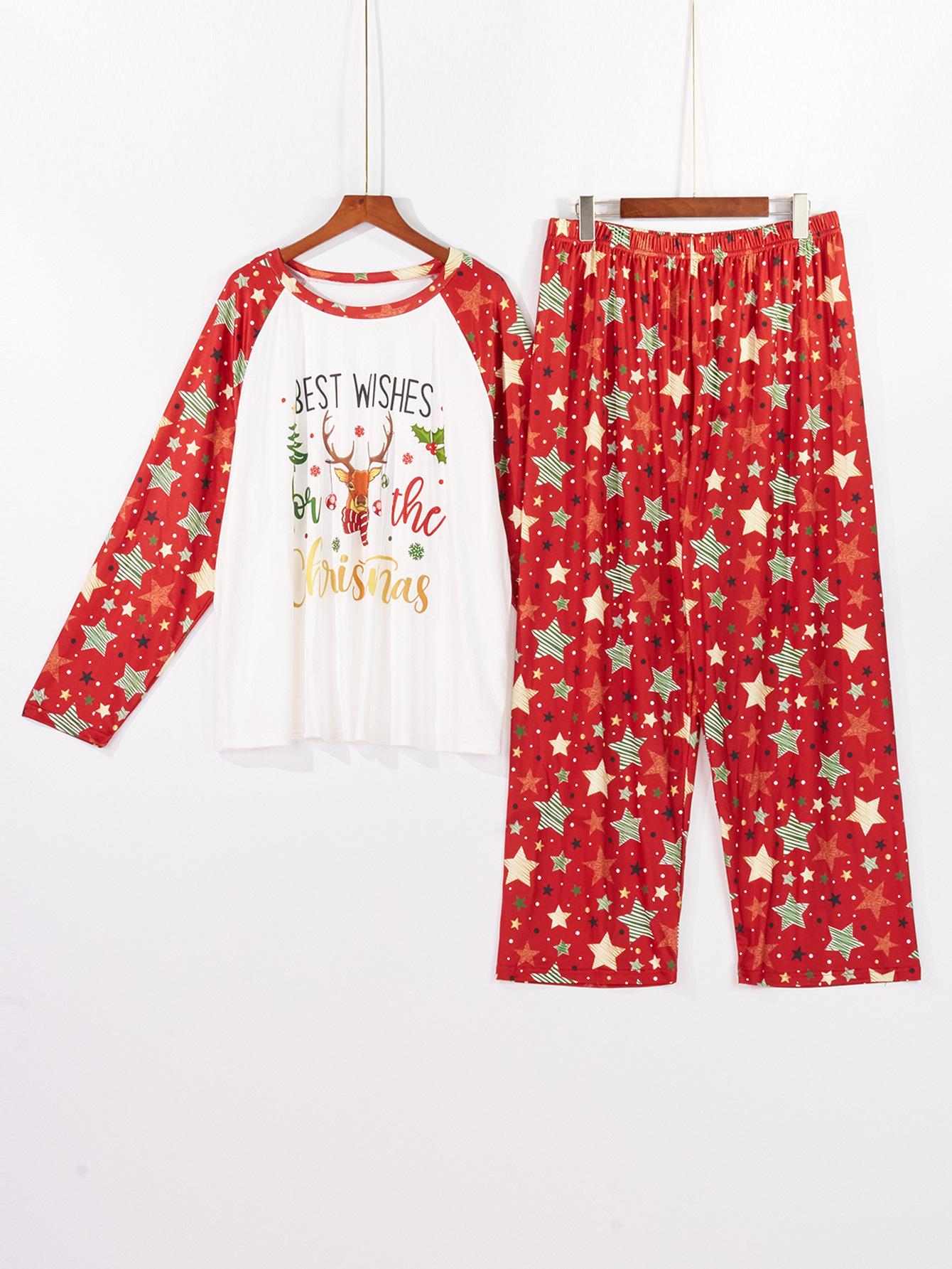 

Осенний пижамный комплект большого размера с принтом оленей: Кардиган с длинным рукавом и брюки для Рождества XXXXL