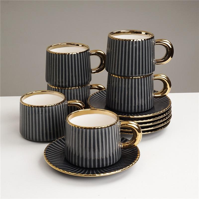 High End Luxury Ceramic Tableware Set Coffee Cups Round Plates Rectangular Platters European Style Home Use Combination