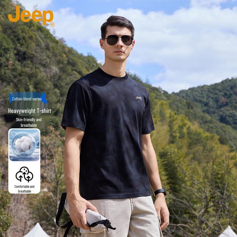 JEEP Men s American Retro Tie-Dye Embroidered Short Sleeve T-Shirt L