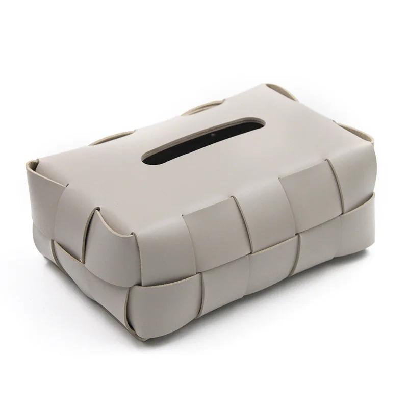 Taschentuchboxen aus Leder für Büro und Schlafzimmer, farblich blockiert, Schachbrettmuster, niedliches gewebtes Serviettenetui, rechteckig, für Ankleidezimmer, Küchentisch, Taschentücher-Organisationsbox