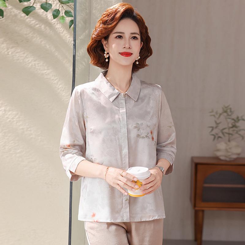 

2026 Traditional Lapel Long Sleeve Shirt for Elderly Women - Elegant Summer Wear for Mothers and Grandmothers XXXL (suggested for 120-135 jin) світло-рожевий колір