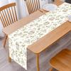 Vintage Easter Bunny Table Runner Polyester Rabbit Eggs Flower Table Flag Easter Decorations For Home Kitchen Dining Table Decor