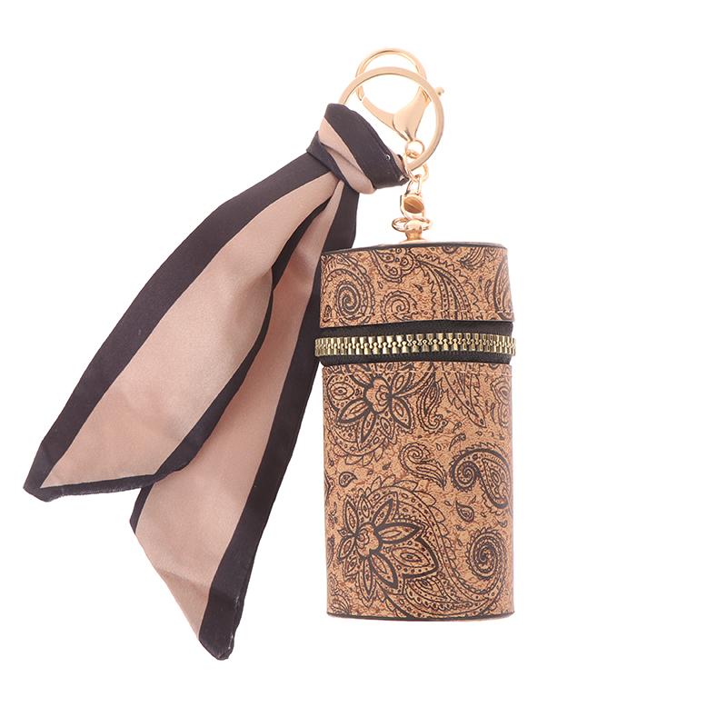Retro Wood Grain Bucket Coin Purse Fashion Lipstick Bag Mini Storage Bag Earphone Bags Keyring Pendant For Women Girls Gift