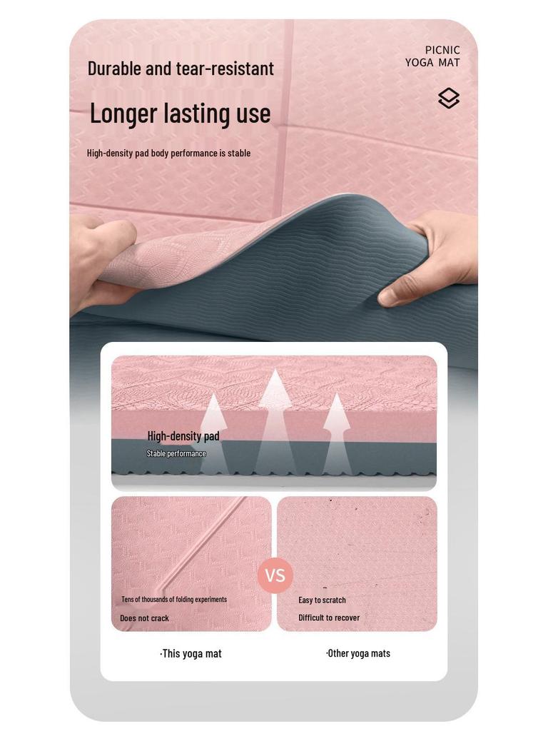 Foldable Non-Slip TPE Yoga Mat - Odorless Professional Exercise & Lunch Break Mat