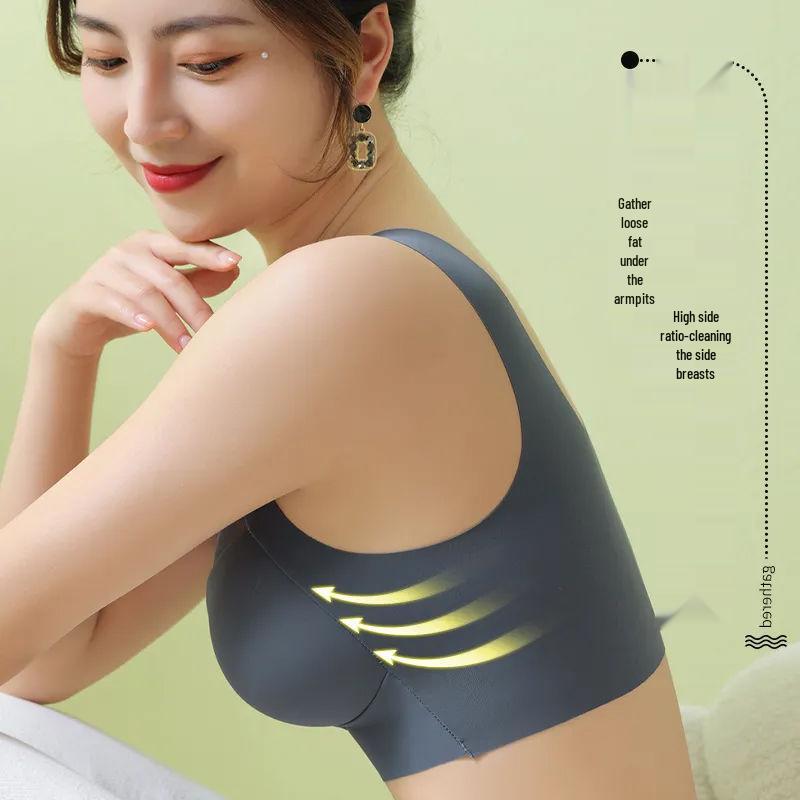 Übergröße Nahtloser Eisseiden Sport-BH - Damen Anti-Hänge Trägerloser BH mit Seitenstütze
