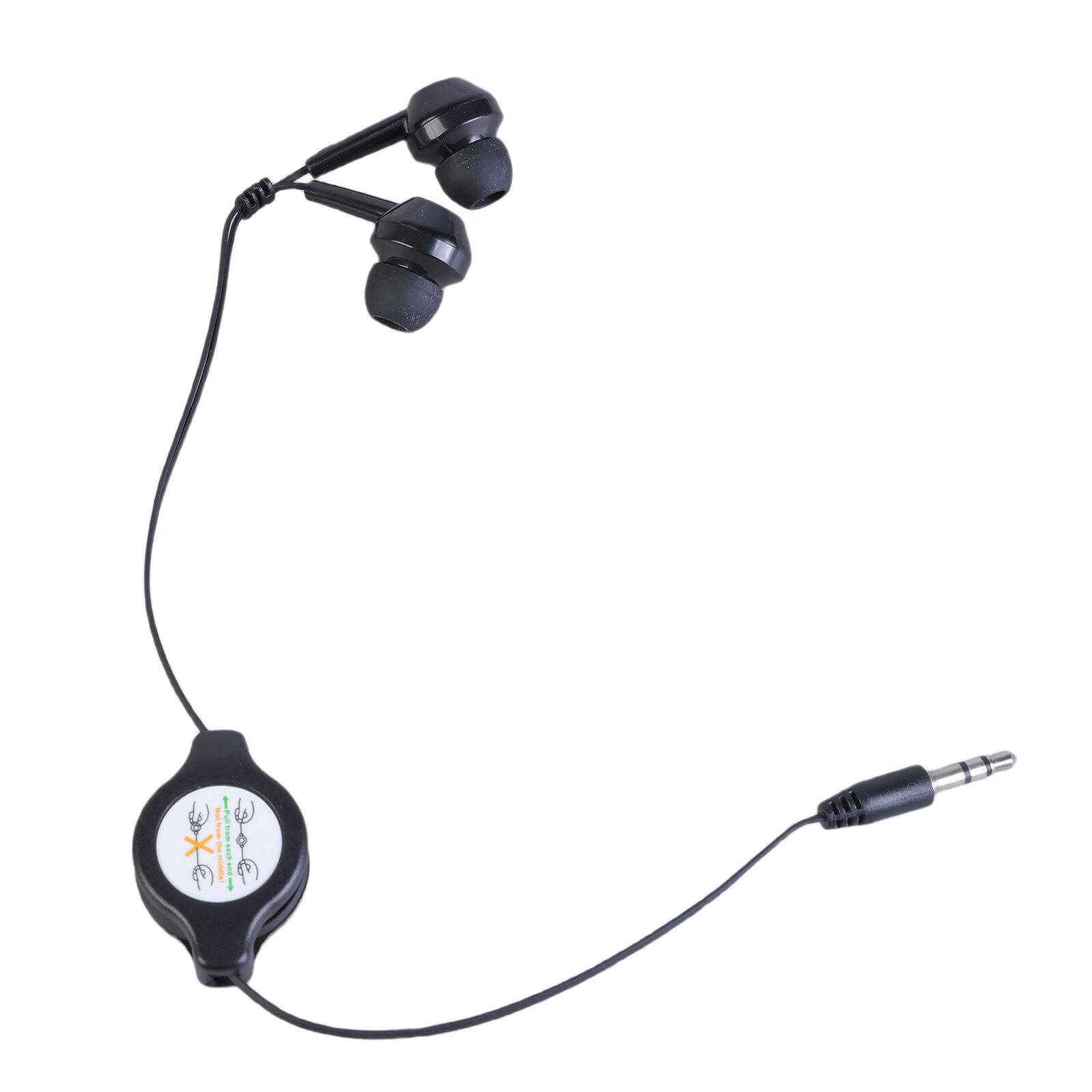 

Портативные наушники-вкладыши с выдвижным кабелем 3,5 мм, с микрофоном, с выдвижным проводом, с прямым разъемом для MP3 MP4 чёрный