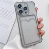 Handyhülle Für iPhone 16 15 14 13 Pro Max 11 12Mini X XR XS 7 8Plus Transparent Kartensteckplatz Halter Geldbörse Stoßfeste Hülle