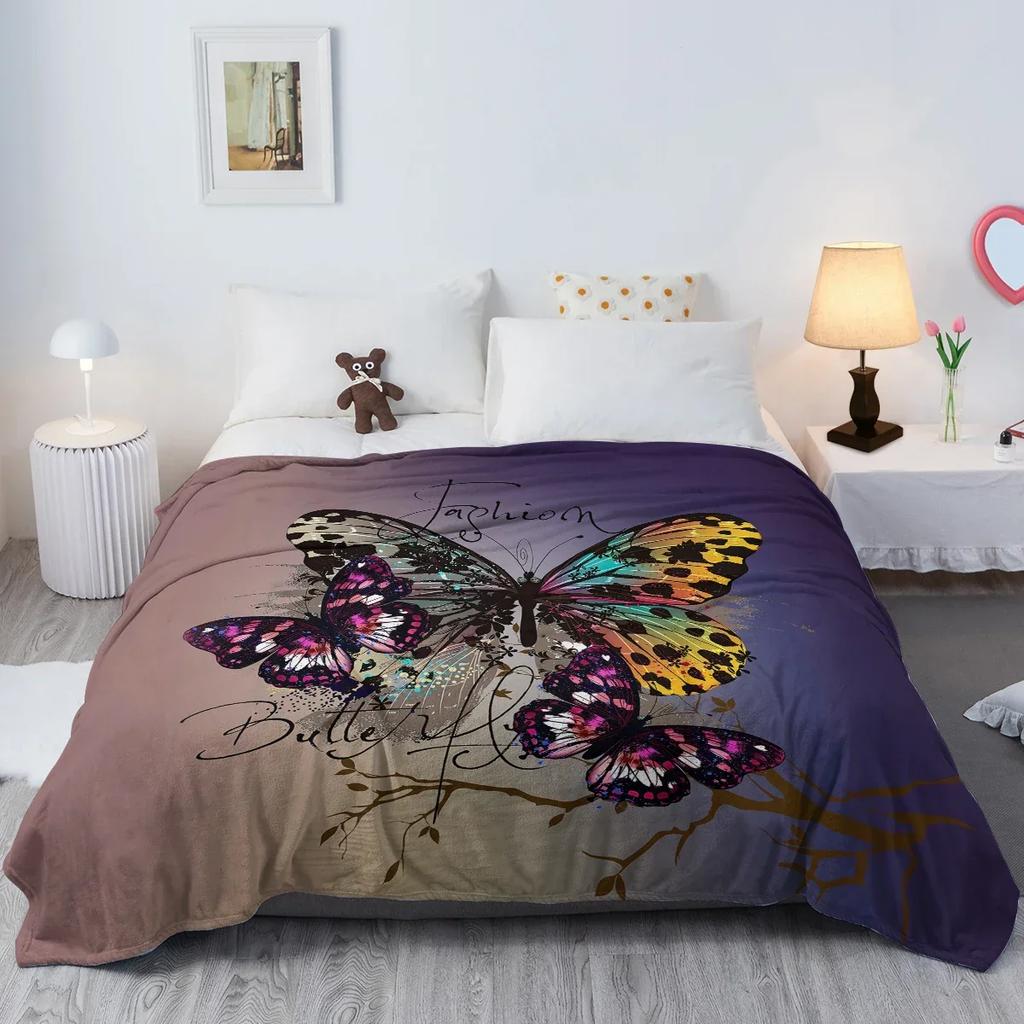 Broken Butterfly Printed Throw Blanket Plush Fluffy Flannel Fleece Blanket Soft Throws for Sofa Couch and Bed