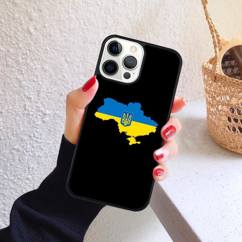Love Sign with Flag of U-kraine Ukrainian Phone Case Cover For iPhone 17 Air 16 15 14 12 13 Pro Max Plus Fundas