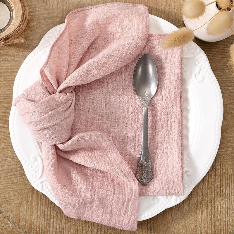 20pcs 30x30cm Gauze Cotton Napkins Retro Burrs Cloth Napkin Christmas Vintage Wedding Party Baby Shower Table Decor Wholesale