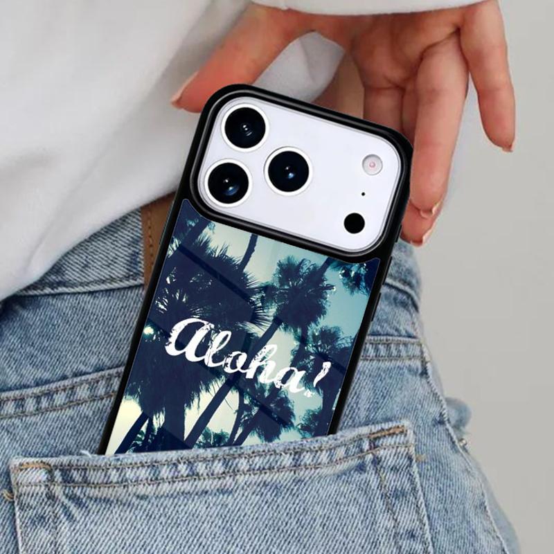 Aloha Hawaii Hawaiian Beach Palms Phone Case for iPhone 16e 15 14 13 12 17 Pro Max Plus Air 17pro Cover Coque
