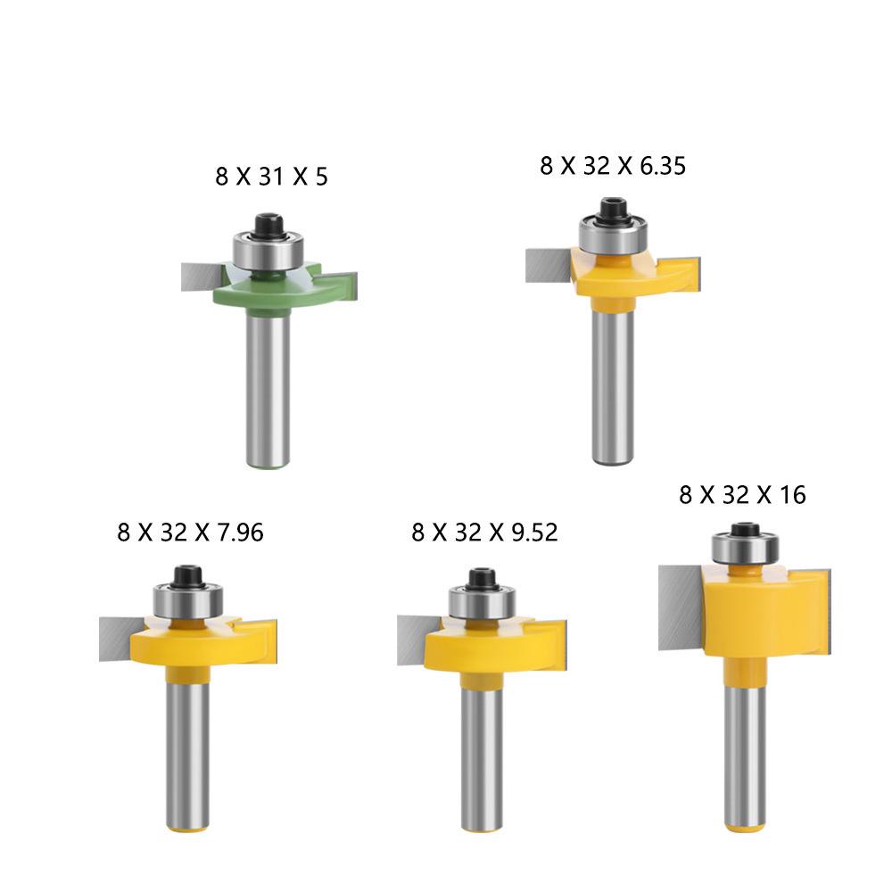 T-Shaped Woodworking Slotting & Grooving Cutter Head: 8-Pattern Black, Green, Yellow for Milling & Engraving Machines
