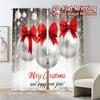 Set Of 2 Curtains Christmas Baubles Red Bows Popular Fashionable Durable Polyester Fabric Decorations Curtain Made
