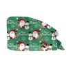 Christmas Print Work Cap with Adjustable Tie Back Ponytail Hole Dustproof Nurse Cap Surgical Scrub Hat for Women