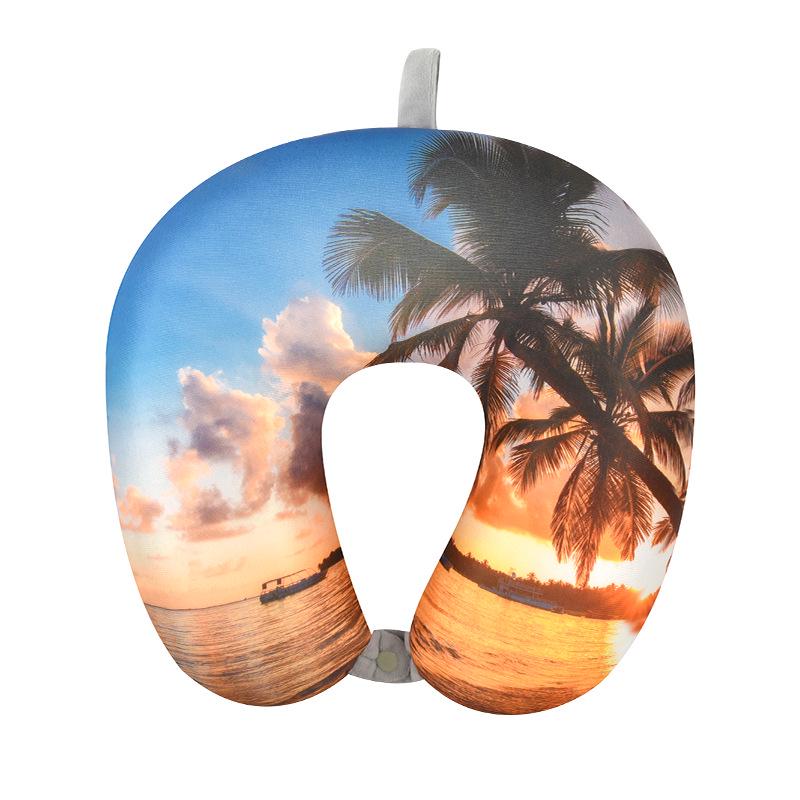 Custom Logo Solid Color U-Shaped Travel Neck Pillow with Foam Particle Support