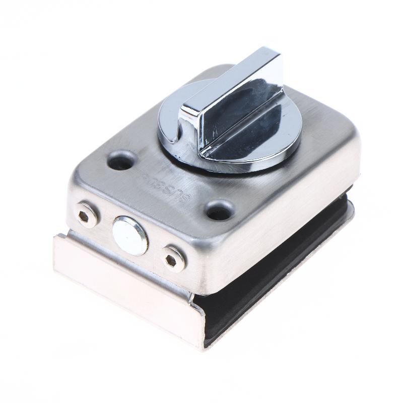 304 Stainless Steel Glass Lock Ground Bolt Ground Lock Anti-Theft Double Swing Hinge Frameless Sliding Door Lock, Brushed Finish