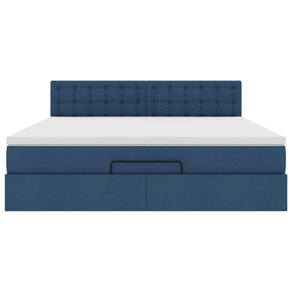 Ottoman Bed with Mattress Blue 160x200 cm Fabric