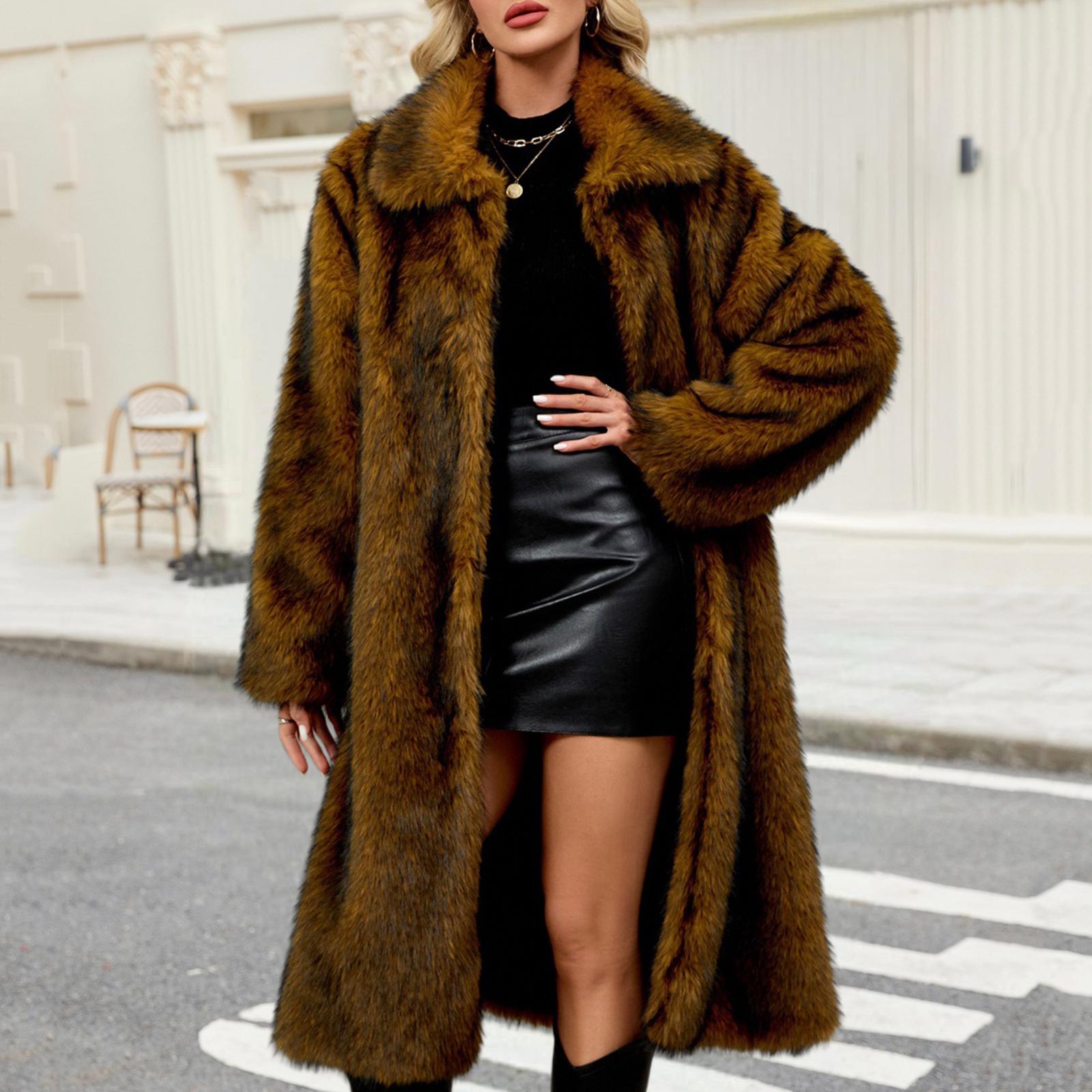 

Женская Модная Плюшевая Куртка Повседневный Однотонный Кардиган с Длинным Рукавом Длинное Пальто XL жёлтый