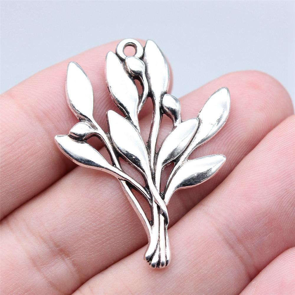 Foglie Grandi Dettagliate Fascino Botanico Bronzo Antico Lega di Zinco Materiali per la Creazione di Gioielli Stile Fabbricante di Gioielli Fascini Metallici