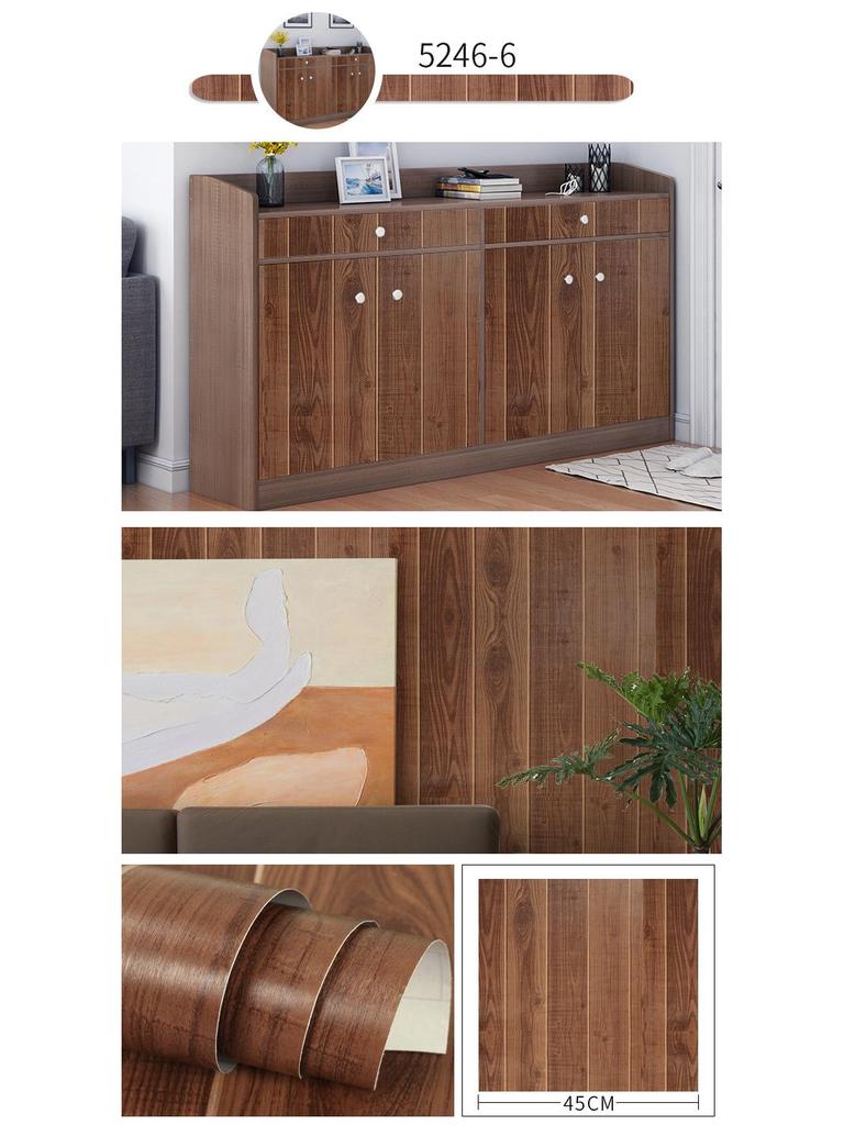 Self-Adhesive Imitation Wood Grain Wallpaper - Moisture-Proof Wall Decoration for Bedrooms